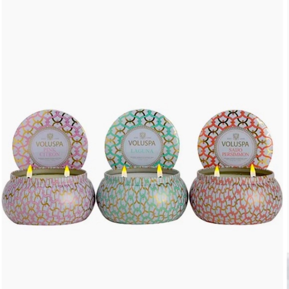VOLUSPA Large Travel Tin Trio Candle Set - 3 Candles. New In Box - Picture 2 of 7